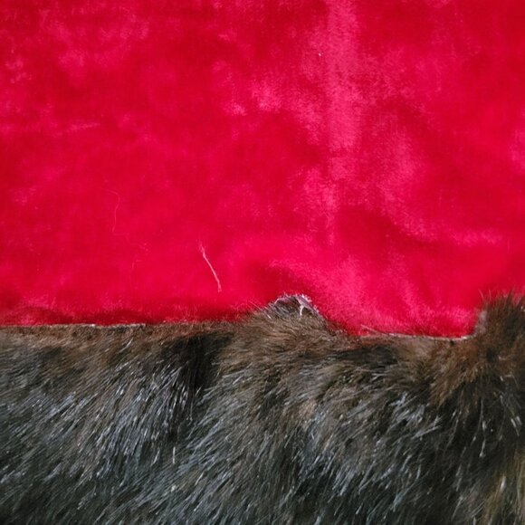 Handmade Red Velvet Coat Faux Fur Satin Lining Child or Doll Size Elegant Design - Picture 4 of 4